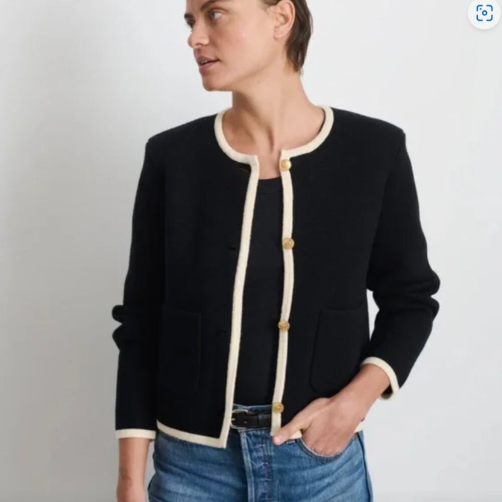 Alex Mill Paris Black and Cream Women's Sweater Size Small